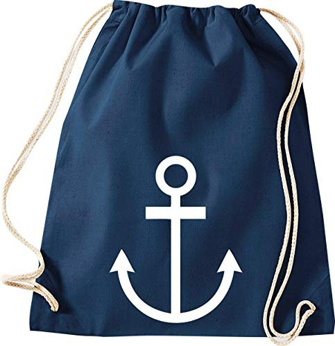 Shirtinstyle Turnbeutel Kapitän Seemann Anker, Heimat, Urlaub, Segeln, Wassersport, Farbe blau