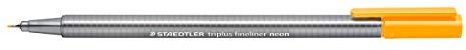 Staedtler 334-401 Triplus Fineliner (Dreikant, Superfeine, Metallgefasste Spitze, Linienbreite ca. 0,3 mm, 10 Stück) neon orange