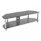 MAHARA Glass Corner TV Stand – Universal Black Glass TV Unit 140cm wide with Glass Shelf and Cable Management – TV Floor Stand Suitable for up to 65” TVs and Max Weight 60kg