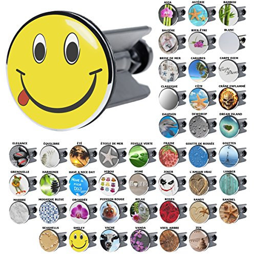 Sanilo Bonde de lavabo, Grande sélection de Bouchons de lavabo, Haute qualité (Smiley)