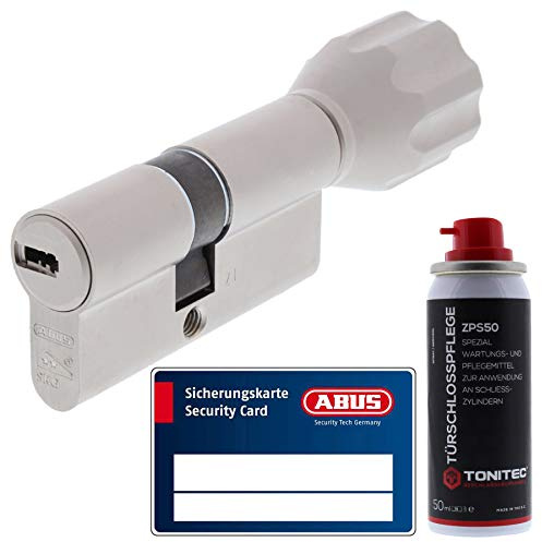 ToniTec Set aus ABUS Schließzylinder Türzylinder als Knaufzylinder ECK660 GS gleichschließend inkl. 3 Schlüssel je Bestellung mit Sicherungskarte Größe 30 65Kmm + ToniTec Pflegespray