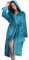 Vlazom Accappatoio Donna Pile Vestaglia Invernale Morbido Vestaglia Accappatoio Microfibra Cappuccio Tasche Cintura per Casa Regalo Natale，Blu Pavone，S