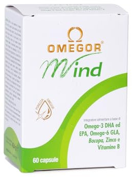 OMEGOR® Mind - Complément pour la mémoire et les fonctions congnitives - Omega 3 DHA et extrait de Bacopa Monnieri, huile de bourrache, zinc et vitamines B (60 capsule)