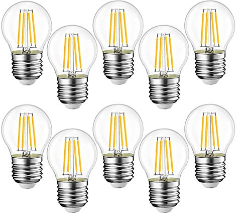 EXTRASTAR Lot de 10 Ampoule LED Standard E27 4W équivalent à 40W, Ampoule led e27 Vintage 400LM, 3000K Couleur Blanc Chaud Claire, Verre, 10 Pièces