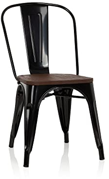 hjh OFFICE 645045 Bistrostuhl VANTAGGIO Comfort W Metall/Holz Schwarz mit Holz-Sitzfläche, stapelbar
