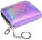 Credit Card Holder RFID Blocking, Mini Wallet Compact Size with Elastic Coin Pocket, ID Window, Leather Card Cases with Zipper for Women Men, Key Chain(Glitter Powdery Violet)
