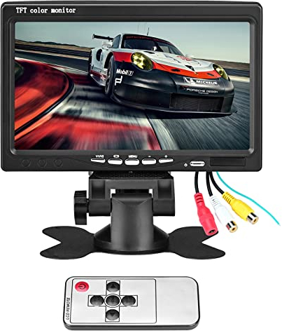 Fahrzeug-Backup-Monitor, 17,8 cm (7 Zoll) digitales HD-Auto-TFT-LCD-Farbbildschirm mit 2 Video-Eingängen für Rückfahrkamera (ohne Kamera, 1024 x 600)
