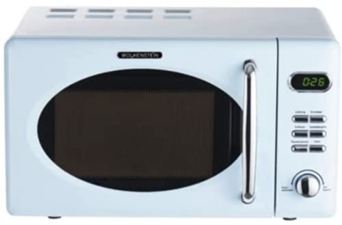 Wolkenstein Retro Stand Mikrowelle WMW720 I 700W Mikrowellenleistung I 20L Garraum I5 Leistungsstufen I 8 Garprogramme IAuftaufunktion I Metall-Gehäuse I Drehteller (24,5cm) I LED-Display (Blau)
