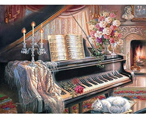 YRTMHU 5D Diamant Malerei Full Bilder 35x45cm Musikinstrument Klavier Diamond Painting Set Strass Stickerei Gemälde Handarbeit Basteln Kreuzstich für Erwachsene und Kinder
