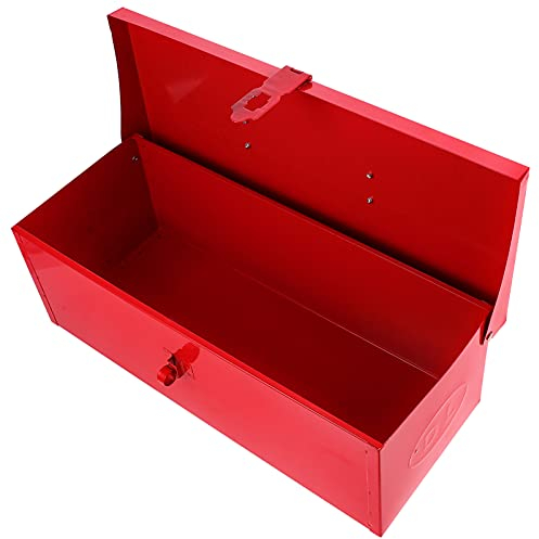 1pc Iron Toolbox Portable Household Tool Storage Box Lightweight Shock-resistant Capacity with Buckle for Home Repair Organization