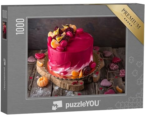 puzzleYOU: Puzzle 1000 Teile „Extravagante Torte in rot mit Wow-Effekt für alle Anlässe“ – aus der Puzzle-Kollektion Kuchen, Essen und Trinken