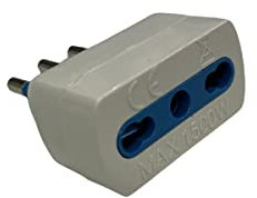 Adattatore spina piccola 10A presa bipasso bivalente 10/16A riduttore colore bianco max 1500W