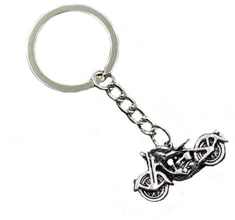 Motorcycle Chopper Keyring Metal Moped Chopper Gift Men Women Children Boys Harley Silver