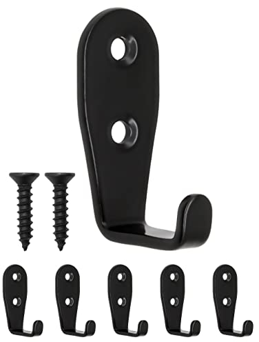 FUXXER® 5x Klassische Eisen-Haken, Garderoben-Haken, Möbel-Haken, Schwarz (5,0 x 2,1 cm)