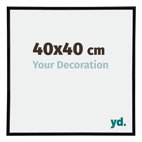 yd. Your Decoration - Cadre 40x40 cm - Cadres Photos en Plastique Avec Verre acrylique - Noir Brillant - Cadre Decoration Murale - Annecy