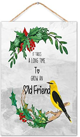Letrero decorativo de madera para pared con palé de madera con texto en inglés ''It Takes A Long Time to Grow An Old Friend'', letrero de madera personalizado para el hogar, mesa, hogar, exteriores, 8