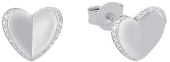 s.Oliver Ohrstecker 925 Sterling Silber Damen Ohrschmuck, mit Zirkonia synth., 0,9 cm, Silber, Herz, Kommt in Schmuck Geschenk Box, 2035757