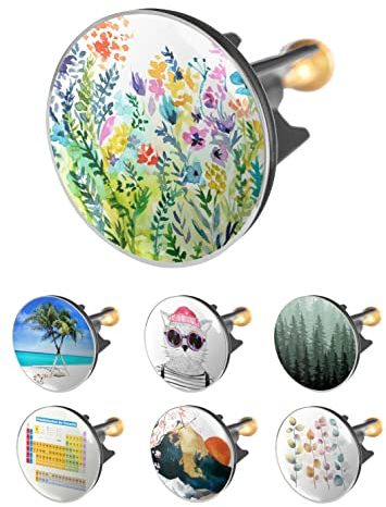 arteneur Arteneur Tapón para Lavabo 40 mm Flores de Colores Tapón excéntrico de acero Inoxidable con Tornillo de latón Extra Pesado para una sujeción Estable | Tapón de desagüe Universal para lavabos