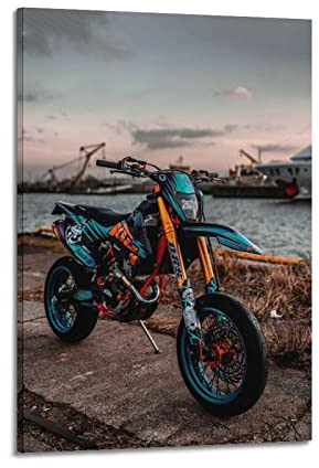Supersport Motorrad-Poster KTM 450 Exc Extremsport Motocross Poster Dekorative Malerei Leinwand Wandposter und Kunstbild Druck Moderne Familie Schlafzimmer Dekor Poster 60 x 90 cm