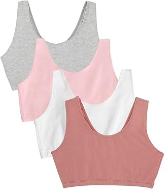 Fruit of the Loom Women's Built Up Tank Style Sports Bra Value Pack, Opaque, Dusk/White/Blush/Grey Heather, 40 (Pack of 4)