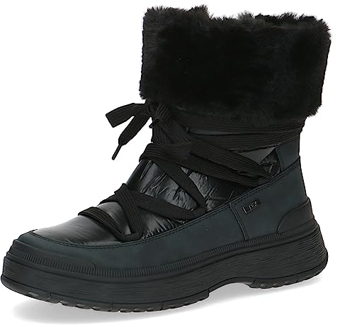 CAPRICE Damen Winterstiefeletten zum Schnüren Gefüttert Fell Weite G, Schwarz (Black Comb), 38 EU