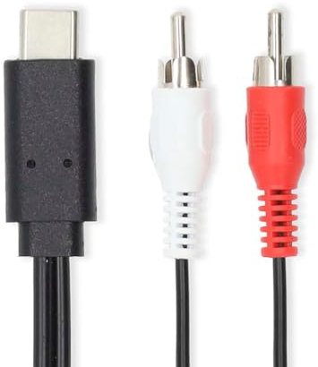Nedis USB-C to RCA Adapter Cable, 2x RCA Male Stereo Audio with Built-In Chipset, Sends Analogue Audio to Speaker, Amplifier or HiFi System - 1m