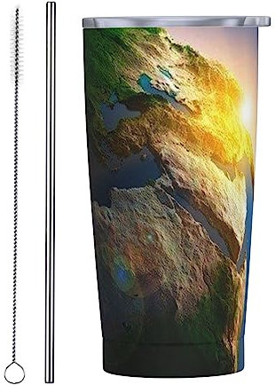 QQIAEJIA Planet Earth 20oz Tumbler Stainless Steel Insulated Car Coffee Mug with Lid and Straw Durable Coffee Cup for Daily Life Travel Office