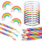 30 Stück Regenbogen Schreibwaren Set,10 Regenbogen Buntstifte +10 Regenbogen Radiergummis + 10 Herz Freundschaftsarmband,Regenbogen Deko Kindergeburtstag,für Schulen,Skizzenräume,Eröffnungssaison