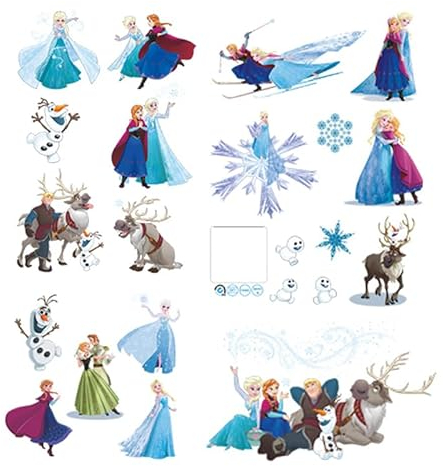 Finedeco Die Eiskönigin Wandaufkleber, zum Abziehen und Aufkleben, Prinzessinnen-Wandaufkleber für Mädchen-Schlafzimmer, abnehmbare Wandkunst Dekor für Babyzimmer, Mädchenzimmer