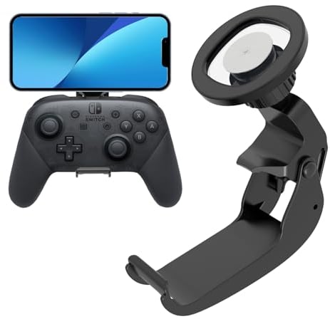 NBCP Controller Phone Mount for Switch Controller - Gaming Phone Holder, MagSafe Phone Mount Bracket Clip Magnetic for N Switch and Switch Lite Pro Controller
