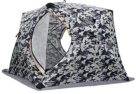 Winter-Eisfischerzelt für 5–8 Personen, großes Winter-Eisfischerzelt, warmes Camping-Touristen-Baumwollzelt, 240 x 240 x 190 cm (Tarnung 5–8 Personen) (Tarnung 5–8 Personen), Überraschungsgeschenk