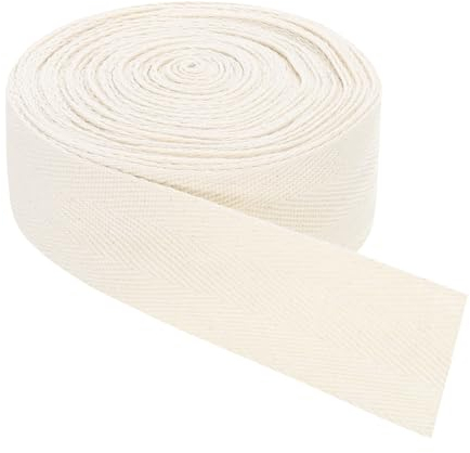 QUARKZMAN Schrägband, 1 Stück 11 Yard x 40mm - Baumwollstoffband, Rolle Schrägband für Kleidung, Accessoires, Taschen (Beige Weiß)