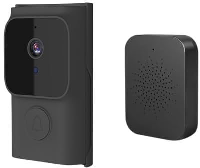 Matybobe Videocamera intelligente per campanello con campana, 720P senza fili + set di campana, rilevamento del movimento PIR, chiamata visiva, audio a 2 vie, funzionamento a batteria