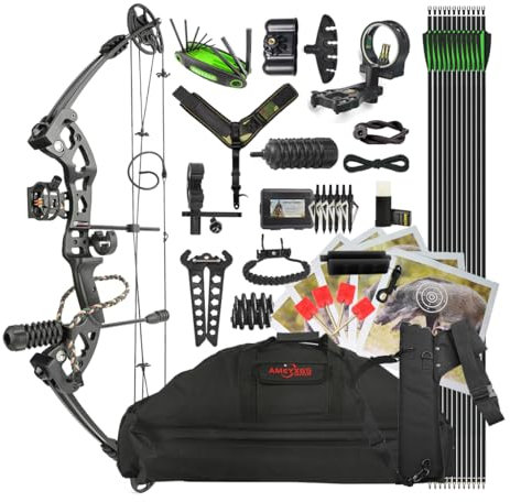 surwolf Compoundbogen Set 30~55LBS Einstellbare,Jagd Compound Bogen und Pfeil Set Jagdbogen für Erwachsene Jugend Angeln Jagd, Zielschießen,Rechts&Links (schwarz, Links)