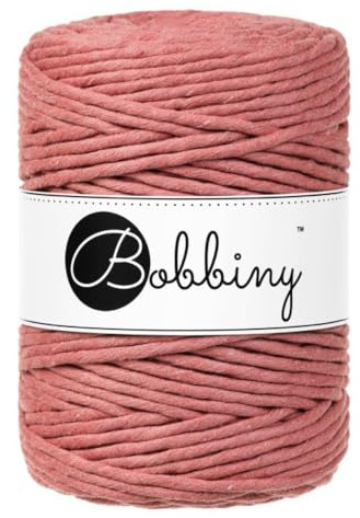 Bobbiny XXL Makramee-Schnur, 5 mm, einlagig, 100% recycelte Baumwolle, Farbe:Peony
