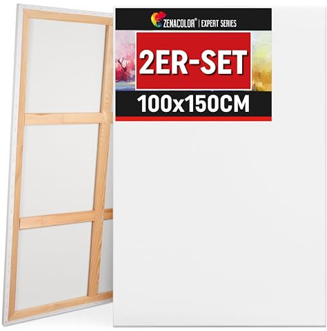 Zenacolor Leinwand Zum Bemalen 100x150 - Set aus 2 Canvas - Geeignet für alle Arten von Farben auf Leinwänden