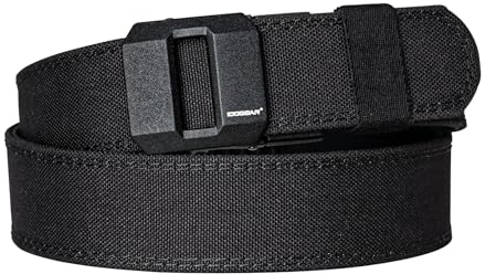 IDOGEAR Cintura tattica per pistola 1,5'' EDC Cinghia rigida per impieghi gravosi 38 mm in nylon cintura di utilità cintura a cricchetto rinforzata per trasporto occulto (Black, Large)