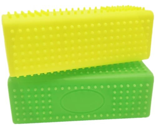 2 Pieces Pet Dog Cat Hair Remover, Block Roller Cleaner, Hollow Rubber Cleaner Brush for Sofa, Car Interiors, Furnishings, Carpets, Bedding or Any Fabric (Yellow, Green)