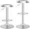 GIANTEX 2er Set Barhocker höhenverstellbar 61-82 cm, Barstuhl 360° drehbar mit Fußstütze, runder Tresenhocker Bistrohocker aus Edelstahl, Küchenhocker für Bar Café Küche, Silber, 38,5x38,5x61-82 cm