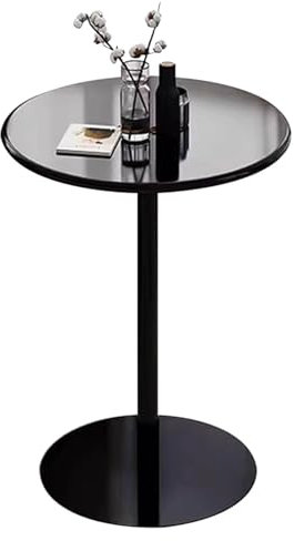 Hamankim Schwarzer Tresen-Bistrotisch, runder Stehtisch, Beistelltisch aus Metall für Wohnzimmer und Esszimmer, hoher Stehtisch, für Café-Terrasse im Freien(60x60x72cm)