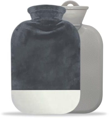 Bouillotte Eau Chaude avec Housse, Couvercle Amovible, Couvercle de Bouteille Lavable, sac d’eau chaude pour Compresse Chaude et Froide, Chaud et Confortable (Dark Gray, 2000ML)