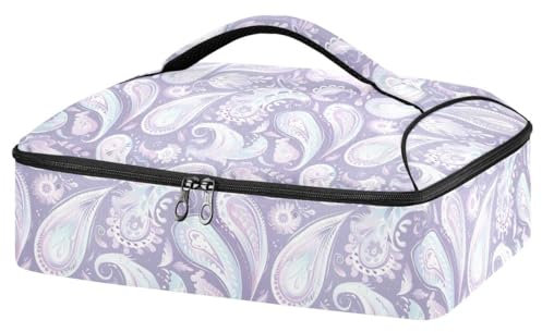 JUMBEAR Paisley Style Retro Flowers Insulated Casserole Dish Carrier,Casserole Carrier Bag, Casserole Carriers for Hot or Cold Food Fit for Dinner, Party, Camping