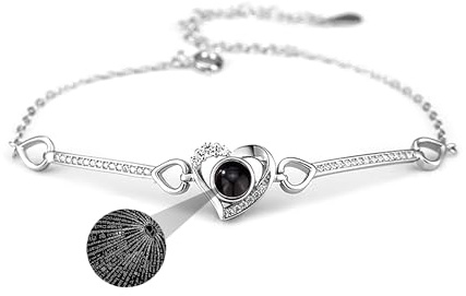 Xtyggoi Personalisierte Foto Projektion Armband benutzerdefinierte Herz-Anhänger Ich liebe dich Armbänder Gedenkschmuck für Frauen Männer Freund