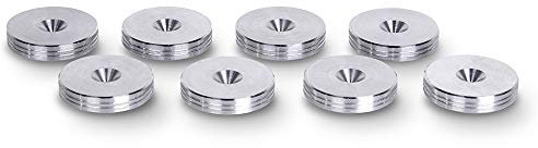PrecisionGeek – Speaker Spike Pads Ø20 mm, Slim Shape, Solid Aluminium, Vibration Dampers for HiFi Speakers, Subwoofers, Cabinets, Stands and Soundbars – Set of 8 Pads