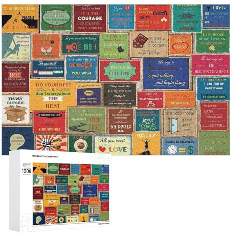 Jigsaw Puzzles 1000 Pieces Motivational 40 Inspirational Quotes Educational Fun Family Games Toys Gifts for Home Kitchen Decor Family Colorful Puzzle