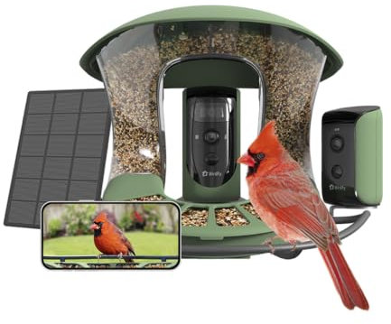 Birdfy Upgraded Bird Feeder Camera with Dual-Cams & 3-Lens: Auto-Tracking, Smart Capture, Instant Alert, 2K Bird Watching Camera for Outdoor Grarden, Solar Powered, Birdfy 2 Duo