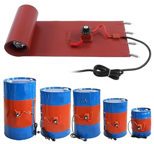 Metal Drum Heater Pad,Oil Drum Heating Belt,220V/110V Silicone Rubber Heater with Adjustable Rotary Thermostat for Barrel Band Heater Pail Heater Portable