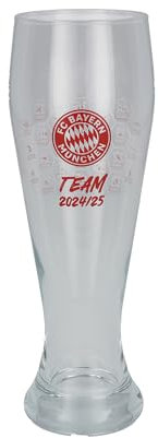 FC Bayern München | Weißbierglas Signature 2024-25 | PVC | Bierglas | Becher | 1 Stück | Einheitsgröße | Durchsichtig | Wegwerfbar