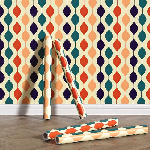 JiffDiff Neon Retro Checkered Peel and Stick Wallpaper 393.71x 15.7 Retro Self-Adhesive Geometric Wallpaper 70s Funky Checkered Contact Paper Removable Contact Paper Waterproof Coloring
