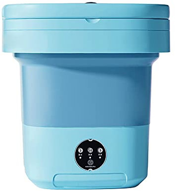 ACAGALA Tragbare 8-Liter-Mini-Waschmaschine mit UV-Sterilisation, faltbarer Schleudertrockner mit Ablaufkorb, Ablaufschlauch für Reisegehäuse